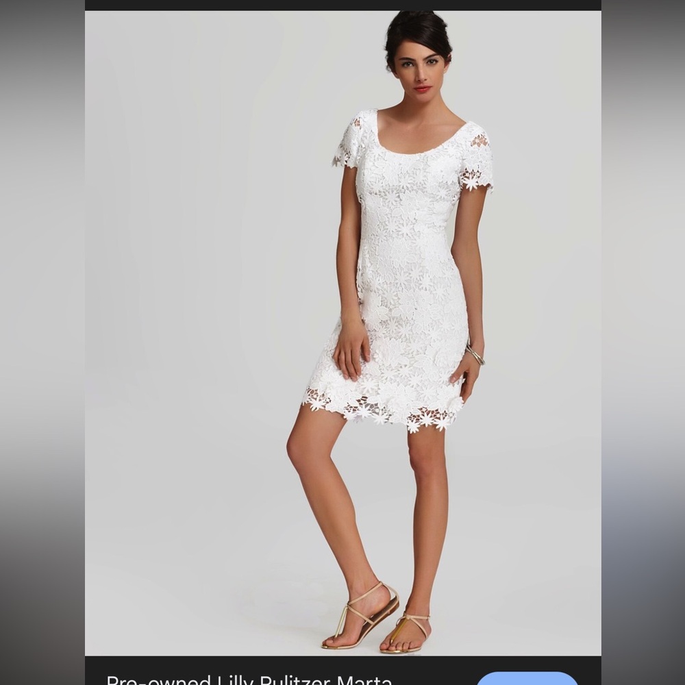 Lilly Pulitzer Marta Resort White Truly Floral Elegant Lace Dress